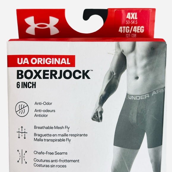 Under Armour Original Boxerjock 6” Boxer Brief Gray/Black Tights Mens Size 4XL - Picture 6 of 8